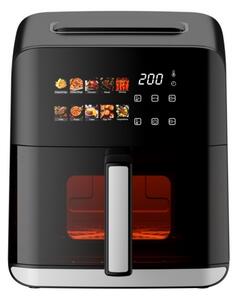Фритюрник с горещ въздух Oliver Voltz OV51980CE, 1800W, 4 л, 80-200°C, 10 програми, Таймер, Прозорец, LED, Черен