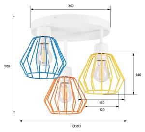Полилей за директен монтаж AUDREY 3xE27/60W/230V многоцветен