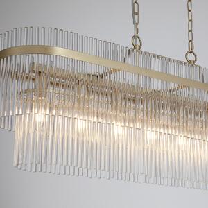 Searchlight Висяща лампа Lara, дължина 98 cm, златист цвят/прозрачна, стъкло/метал, Затъмняване, Злато / месинг, Дневна/трапезария, Стъкло