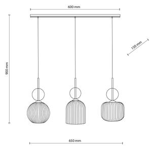 Подвесен полилей SOPHIA на кабел 3xE14/10W/230V черен/опушено бежово