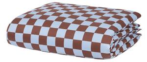 Светлосиня/кафява единична олекотена завивка от памучен сатен 140x200 cm Plu – noo.ma