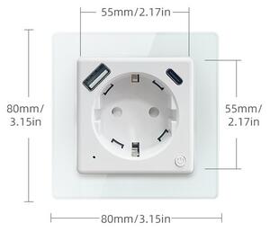 Immax NEO 07552L - Умен контакт тип F 16A/230V + 1xUSB-A+1xUSB C PD 20W