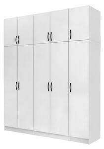 Шкаф с пет врати от меламин Vivian с кабинет в бял цвят 200x51.8x240см