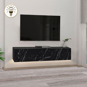 Aristo TopMebel меламинов стенен ТВ шкаф с LED осветление в черен мраморен ефект 135x31.6x25cm