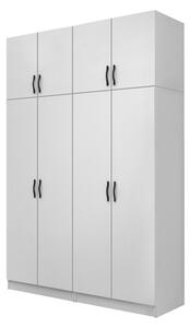 Шкаф с четири врати от меламин Vivian с кабинет в бял цвят 160x51.8x240см