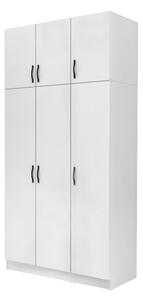 Шкаф с три врати от меламин Vivian с кабинет в бял цвят 120x51.8x240см