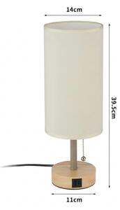 Brilagi - Настолна лампа с USB порт TABLON 1xE27/25W/230V дъбова/бежова/кремова