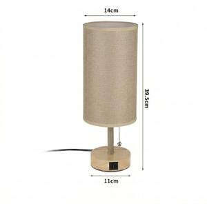 Brilagi - Настолна лампа с USB порт TABLON 1xE27/25W/230V дъб/бежова