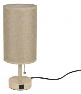 Brilagi - Настолна лампа с USB порт TABLON 1xE27/25W/230V дъб/бежова