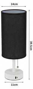 Brilagi - Настолна лампа с USB порт TABLON 1xE27/25W/230V бяла/черна
