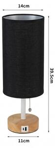 Brilagi - Настолна лампа с USB порт TABLON 1xE27/25W/230V дъб/бяло/черно