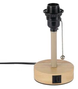 Brilagi - Настолна лампа с USB порт TABLON 1xE27/25W/230V дъб/бежова/сива