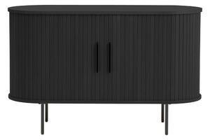 Черен скрин от дъбов декор с плъзгащи се врати 120x76x45 cm Nola – Unique Furniture
