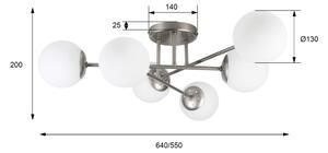 Плафонен полилей MALENA 6xE14/5W/230V матов хром/бял