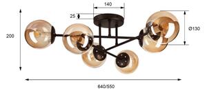 Плафонен полилей MALENA 6xE14/5W/230V кафяв/димно-бежов