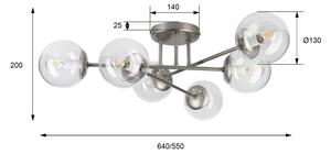 Плафонен полилей MALENA 6xE14/5W/230V матов хром/прозрачен