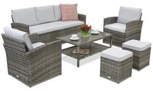 Градински мебели Monaco Coffee 5 + 2 пуфа Garden Point сив