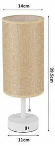 Brilagi - Настолна лампа с USB порт TABLON 1xE27/25W/230V бяла/бежова