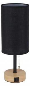 Brilagi - Настолна лампа с USB порт TABLON 1xE27/25W/230V дъб/черен
