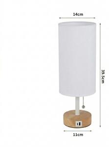 Brilagi - Настолна лампа с USB порт TABLON 1xE27/25W/230V дъб/бяла