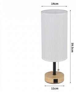 Brilagi - Настолна лампа с USB порт TABLON 1xE27/25W/230V дъб/черен/бял