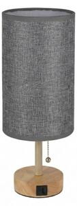 Brilagi - Настолна лампа с USB порт TABLON 1xE27/25W/230V дъб/бежова/сива