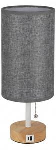 Brilagi - Настолна лампа с USB порт TABLON 1xE27/25W/230V дъб/бяла/сива