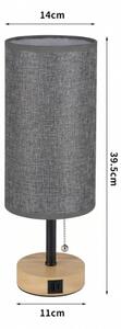 Brilagi - Настолна лампа с USB порт TABLON 1xE27/25W/230V дъб/черен/сив