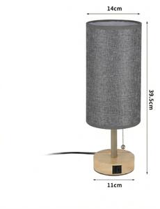 Brilagi - Настолна лампа с USB порт TABLON 1xE27/25W/230V дъб/бежова/сива