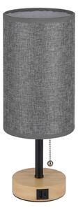 Brilagi - Настолна лампа с USB порт TABLON 1xE27/25W/230V дъб/черен/сив