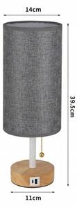 Brilagi - Настолна лампа с USB порт TABLON 1xE27/25W/230V дъб/бяла/сива