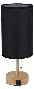 Brilagi - Настолна лампа с USB порт TABLON 1xE27/25W/230V дъб/бежова/черна