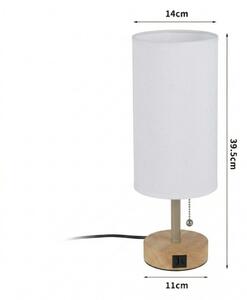 Brilagi - Настолна лампа с USB порт TABLON 1xE27/25W/230V дъб/бежова/бяла
