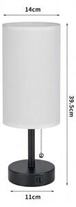 Brilagi - Настолна лампа с USB порт TABLON 1xE27/25W/230V черна/бяла