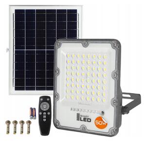 LED димируем соларен прожектор LED/50W/3,2V 5000K 6000 mAh IP65 черен + ДУ
