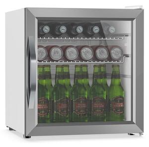 Klarstein Хладилник за напитки Beersafe със стъклена врата | 44 x 48 см | Вътрешно LED осветление | | Сребристо-бял
