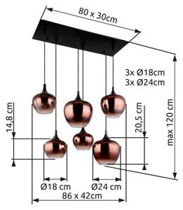 Globo 15548-6HG - Подвесен меден полилей на кабел MAXY 6xE27/40W/230V