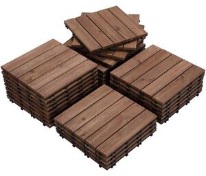 Woodytile™ Свързващи дървени подови плочки - 12 бр (30x30cm) = 1,08 M², Кафяв