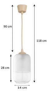 Brilagi - LED полилей на кабел RETRO GLASS 1xE27/60W/230V Ø 14 cm бежово/бяло