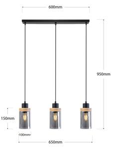 Полилей на кабел WOODNEST 3xE27/15W/230V бор/опушено черно