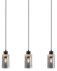 Полилей на кабел WOODNEST 3xE27/15W/230V бор/опушено черно