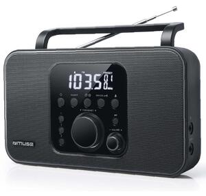 Радио MUSE M-091 RFM/MW, преносимо, FM, AUX, часовник, аларма, 4x 1.5V D/R20/UM1, черно