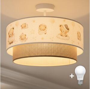 Brilagi-LED Детска плафониера BOBO 1xE27/60W/230V Ø 40 см, бяла/бежова, с мотив меченце