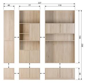 Модулна маса за телевизор с дъбов декор в естествен цвят 77x44 cm Modulair - vtwonen