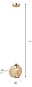 Полилей на кабел CRISTAL 1xE14/15W/230V месинг/опушено бежово