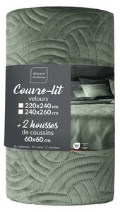 Зелено комплект шалте и калъфка за възглавница 240x260 cm Solange – douceur d'intérieur