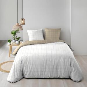 Бяло/бежово двойно памучно спално бельо 200x200 cm Cadria – douceur d'intérieur