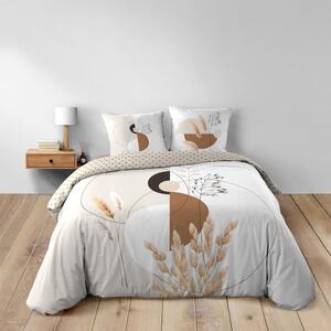 Бяло/бежово двойно удължено памучно спално бельо 240x220 cm Natacha – douceur d'intérieur