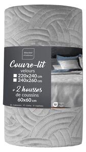 Сиво комплект шалте и калъфка за възглавница 240x260 cm Solange – douceur d'intérieur
