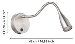 Eglo 901783 - LED гъвкава стенна лампа с USB OLIVANDINO LED/3,8W/230V хром